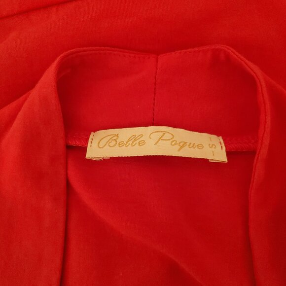 Red Long-Sleeve Bolero Shrug Open Front Cropped Cover-Up - Picture 3 of 3